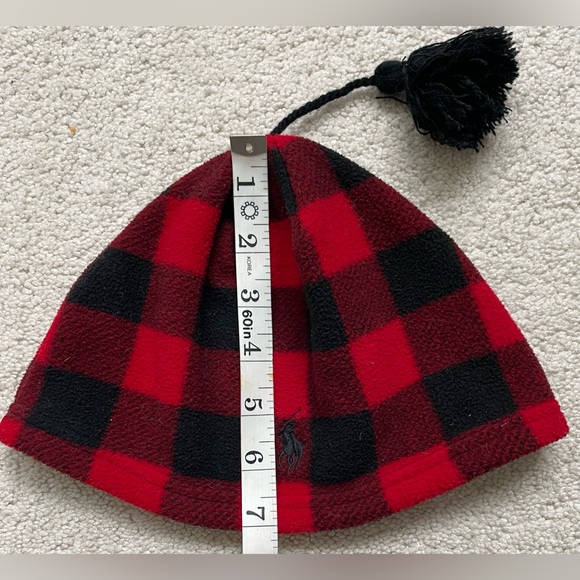 Polo by Ralph Lauren Red Buffalo Plaid Fleece Beanie Toddler Hat - Picture 3 of 4